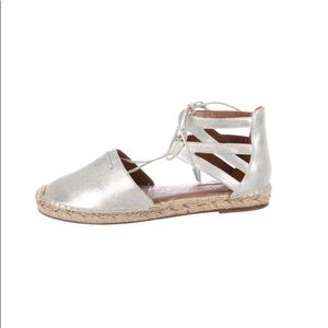 Aquazzura Metallic Silver Leather Espadrilles